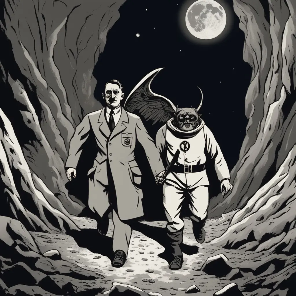 Shocking Discovery on the Moon – Hitler Found Alive, Accompanied by Mysterious Mothman Entity